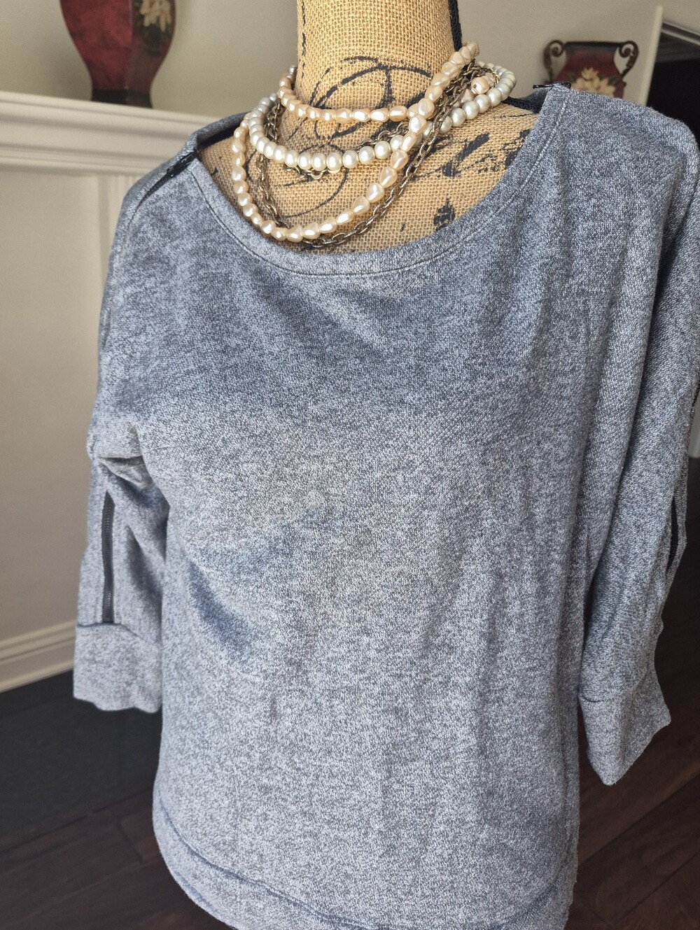 Cynthia Rowley Heather Gray Boatneck Knit Top
